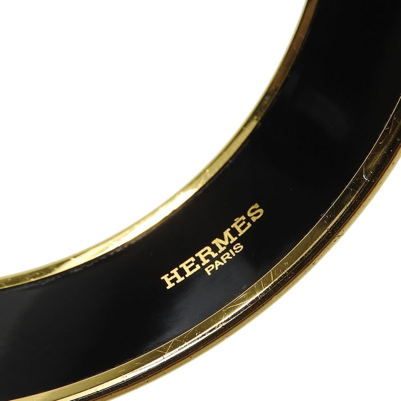 Hermes Bracelet Emile GM Gadarkivir Enamel Metal White Black Gold Hardware