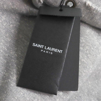  Saint Laurent 2022 704159 Cotton Back Print Damaged Pullover Hoodie Grey M