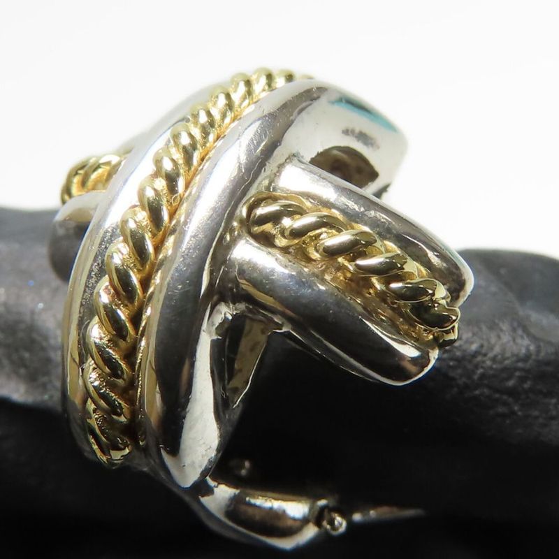 Tiffany & Co Earring Signature Silver 925 18K Yellow Gold Approx 8.6g Silver