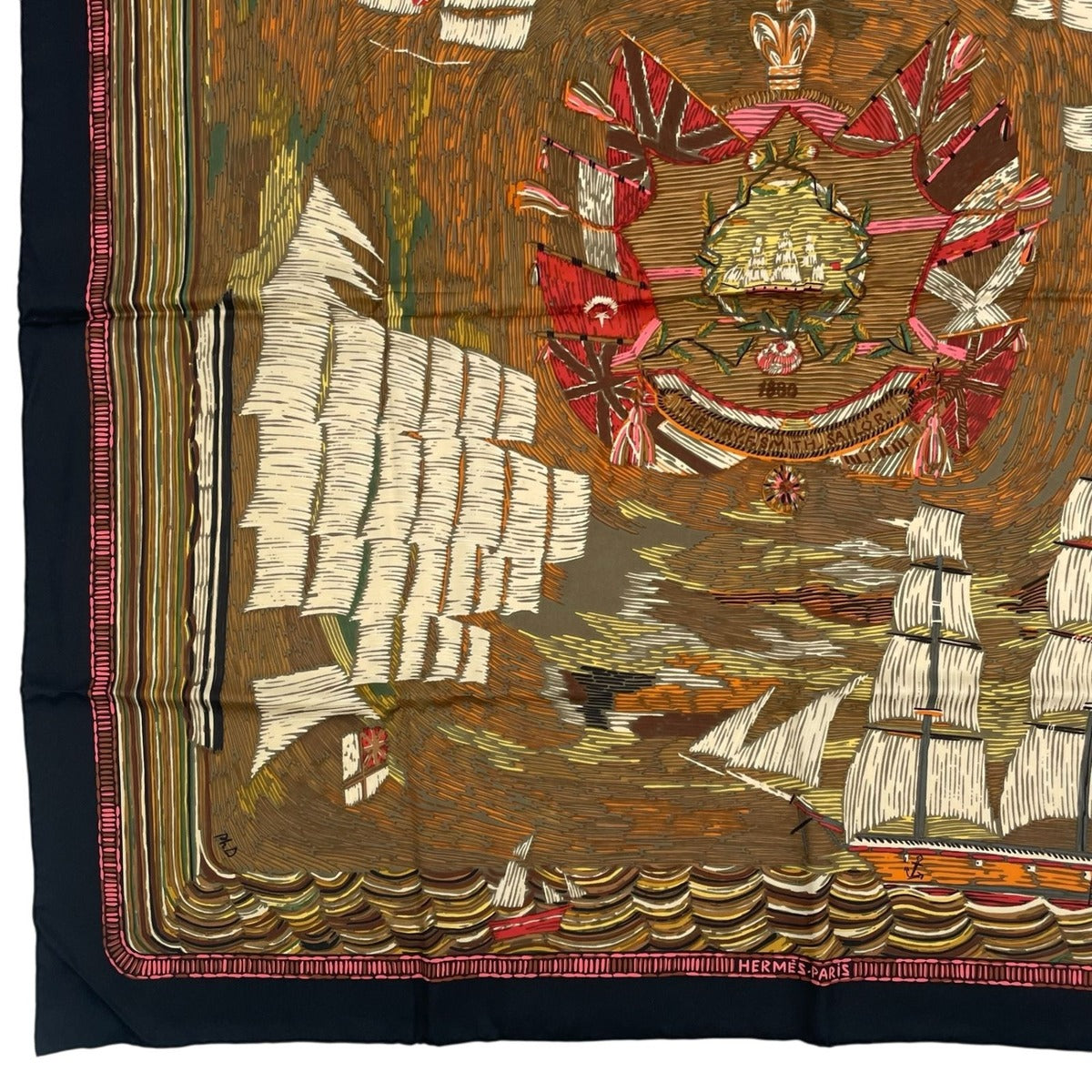 Hermes Scarf Silk Carre 90 Henry Smith Sailor Sailing Ship Nautical — view 5