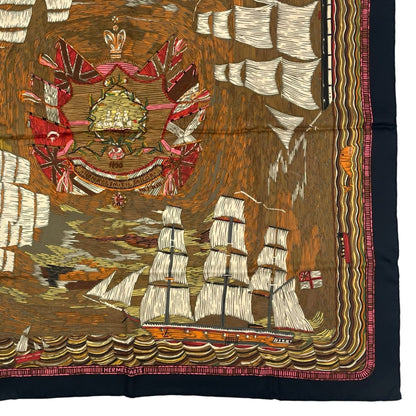 Hermes Scarf Silk Carre 90 Henry Smith Sailor Sailing Ship Nautical — view 6