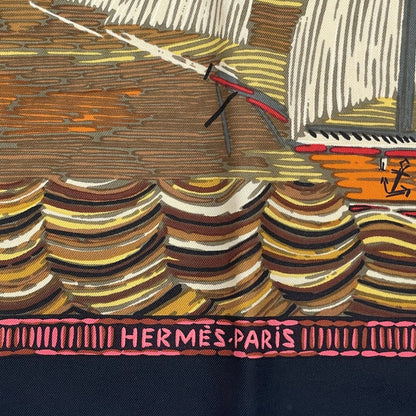 Hermes Scarf Silk Carre 90 Henry Smith Sailor Sailing Ship Nautical — view 9