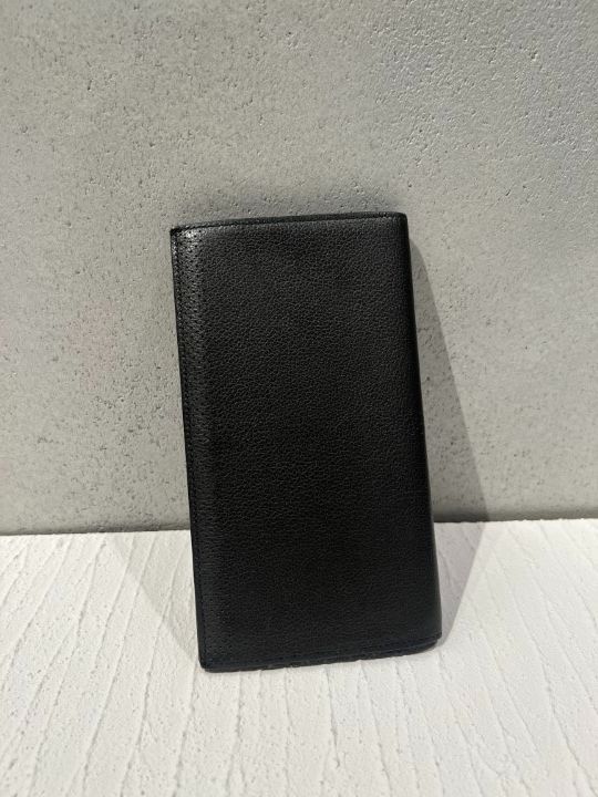 Hermes MC2 Fleming Long Wallet Calf Leather Perforated Black T Engraved