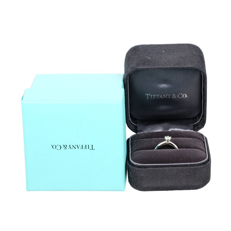 Tiffany & Co Solitaire 0.32ct Vs1/f/3ex Pt950platinum × Diamond #8 Ladies 3.3g