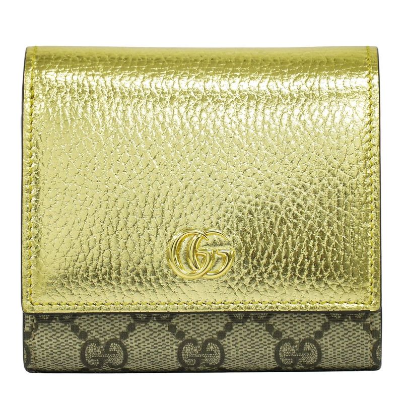 Authentic Gucci GG Marmont GG Supreme Leather Bifold Fold Wallet Compact Wallet