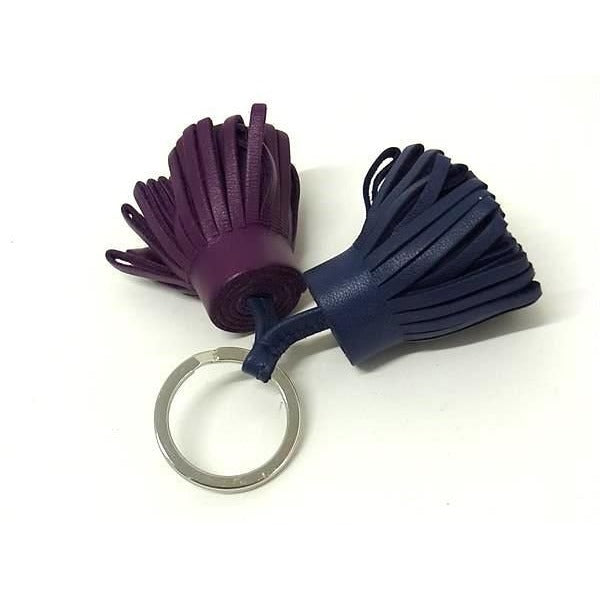 Hermes Key Holder Charm Carmen Unodos Blue Purple Leather — view 3
