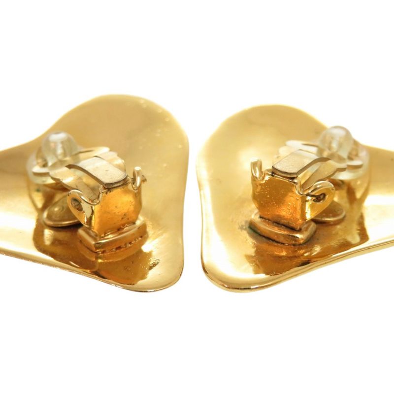 Chanel Vintage Coco Mark Heart Metal Gold Earrings 0179 Chanel