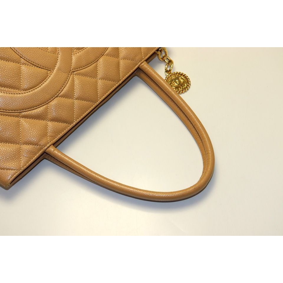 Chanel Caviar Leather Quilted Jumbo CC Logo Medallion Tote — view 6