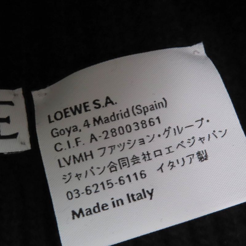 LOEWE Ksa9ot7x01 100% Wool Logo Embroidered Beanie Knit Hat Knit Cap Black Made