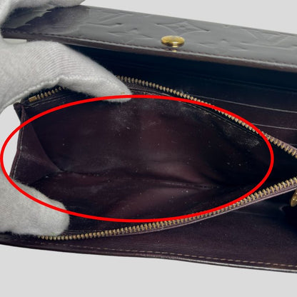Louis Vuitton M93524 Vernis Portefeuille Sarah Long Wallet With Two-fold Zipper