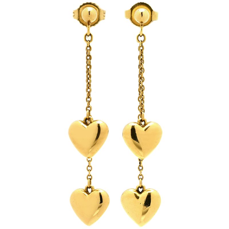 Tiffany & Co Tiffany & Co Earrings Double Heart Drop Swing Chain 18k Yellow
