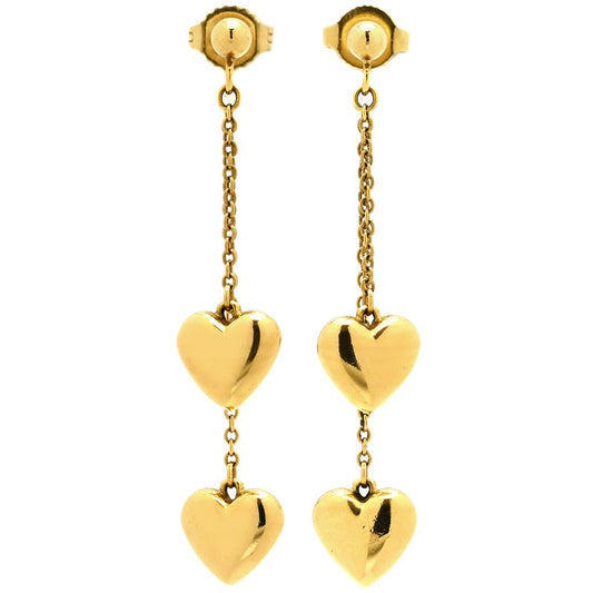 Tiffany & Co Tiffany & Co Earrings Double Heart Drop Swing Chain 18k Yellow