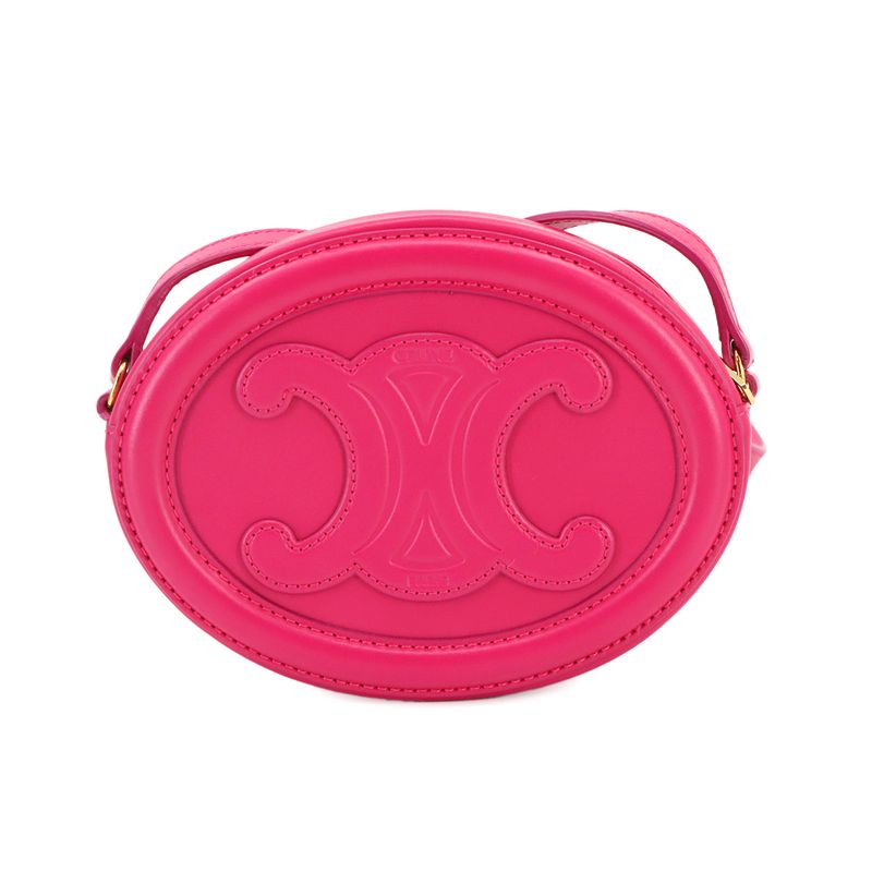 Exhibit Celine Oval Purse Cuir Triomphe Shoulder Bag Leather Pink 10i703dpq