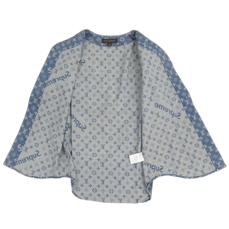 Louis Vuitton X Supreme LV Jacquard Denim Baseball Jersey Denim Baseball Jersey