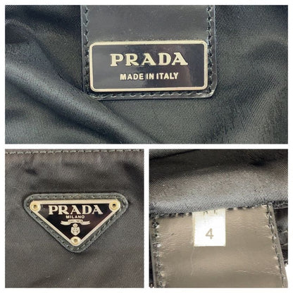 Prada Tessuto Triangle Logo Plate Black Silver Hardware Nylon Shoulder Bag