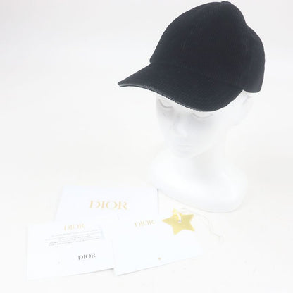 Christian DIOR 45dpv918e141 D-player Corduroy Baseball Cap Hat Black 57 Made