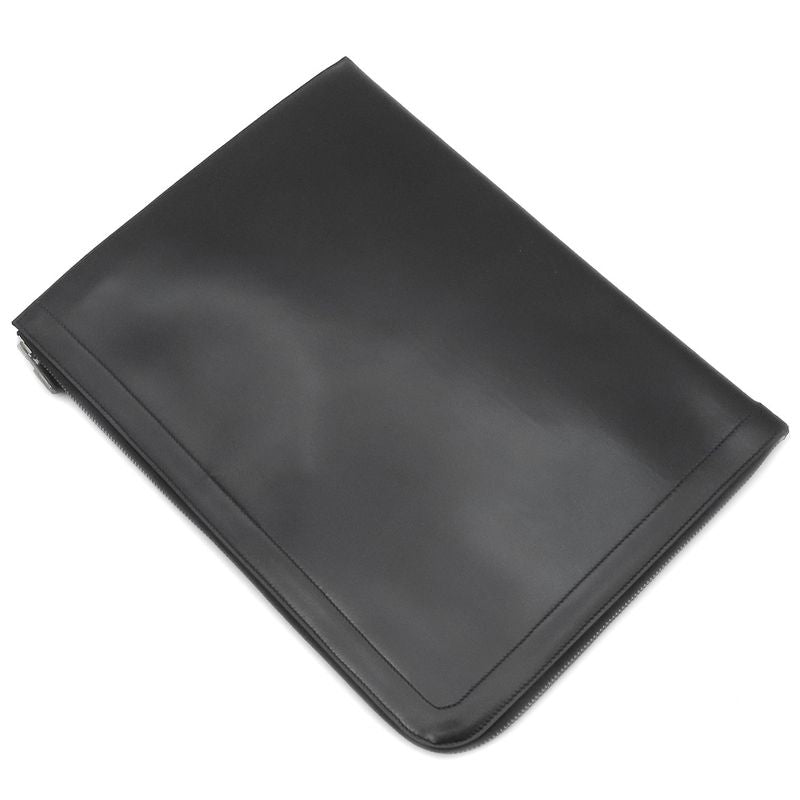Hermes Clutch Bag Document Case Box Calf Black Gold Hardware Black Document