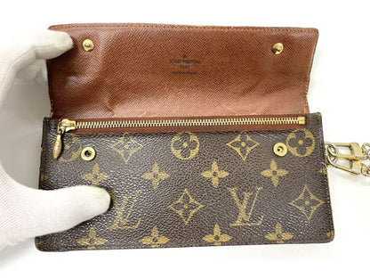 Louis Vuitton Monogram Portefeuille Accordion Long Chain Wallet M58008 Brown
