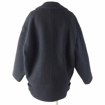 Celine 2m06a814e Wool Triomphe Gold Button Egg Shape Pea Coat Black 36 Made In