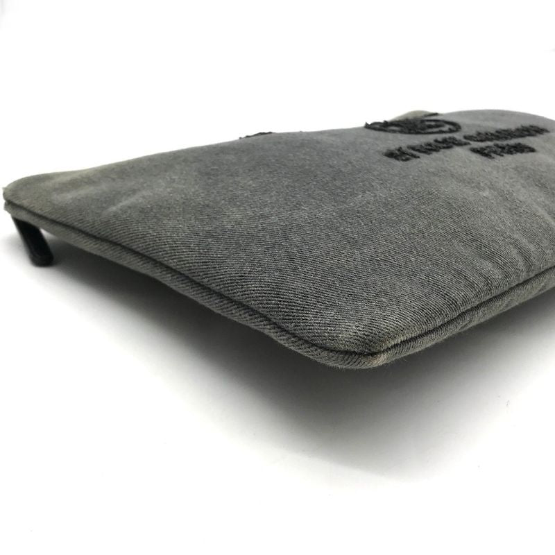 Chanel CC Logo Deauville Denim Sequin Clutch Gray Jeans