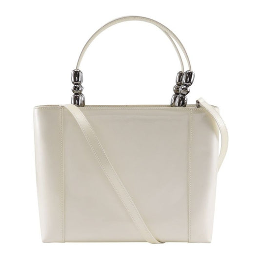 Christian Dior Maris Pearl 2-Way Shoulder Patent Leather Off White