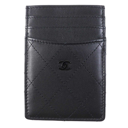 CHANEL Ap3595 Matelasse Coco Mark Lambskin Pass Case/card Case Black Hardware