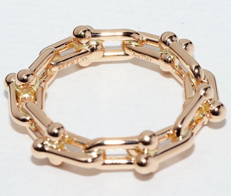 Tiffany & Co Rings 18K Pink Gold Hardware Micro Link Ring