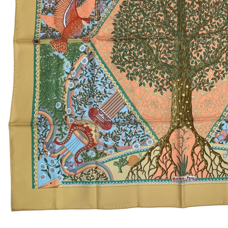 Hermes 100% Silk Scarf Carre 90 AXIS Mundi Axis Of The World Multicolor