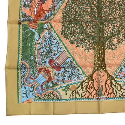 Hermes 100% Silk Scarf Carre 90 AXIS Mundi Axis Of The World Multicolor