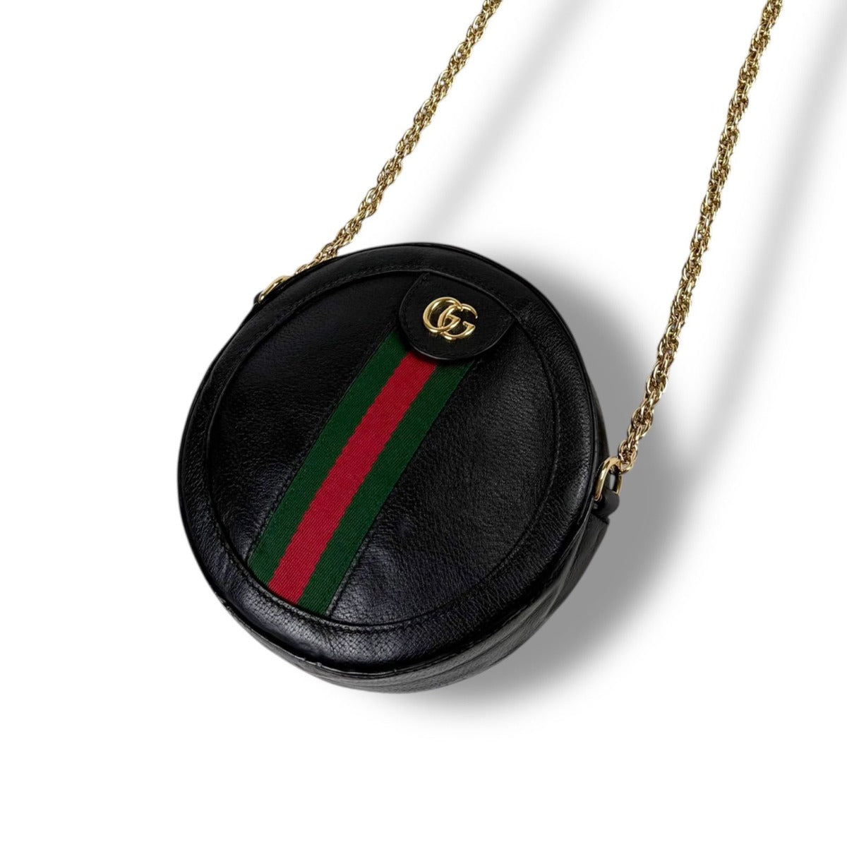 Gucci Round Shape Mini Chain Shoulder Bag Ophidia Black Sherry Line