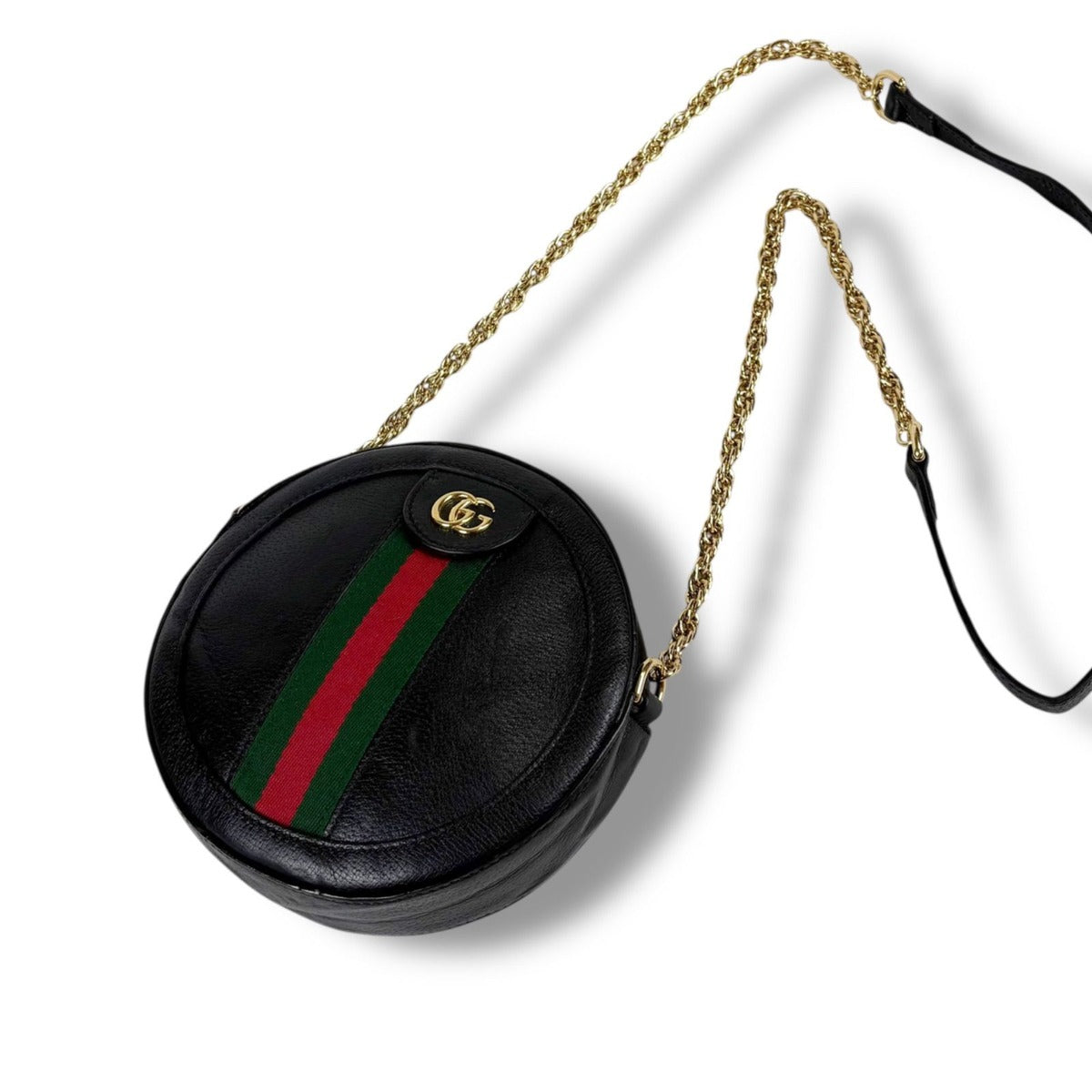 Gucci Round Shape Mini Chain Shoulder Bag Ophidia Black Sherry Line — view 13