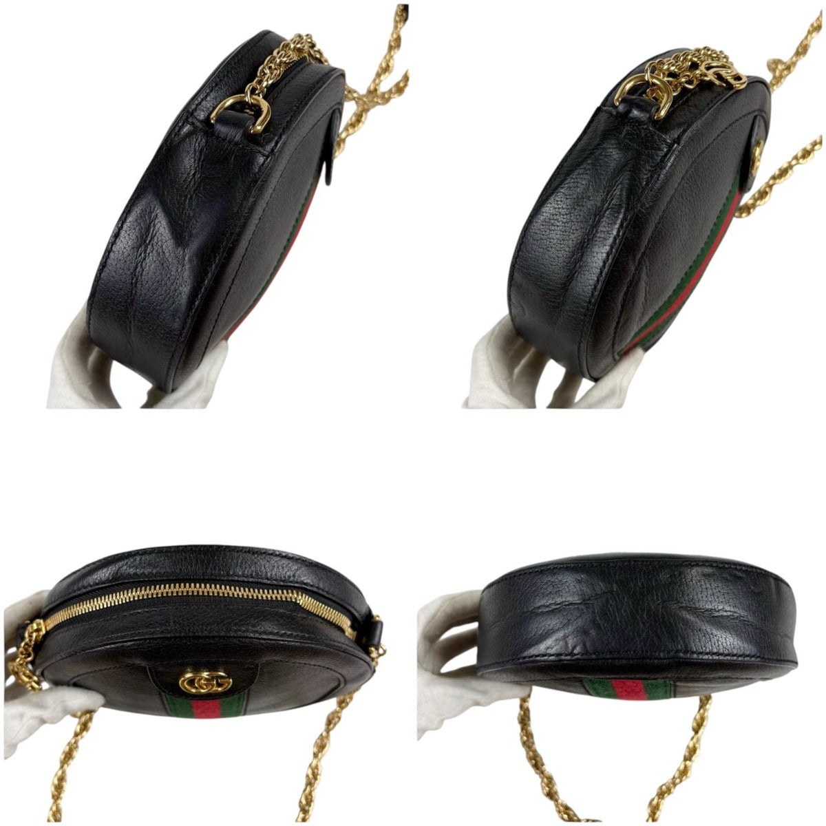 Gucci Round Shape Mini Chain Shoulder Bag Ophidia Black Sherry Line — view 7