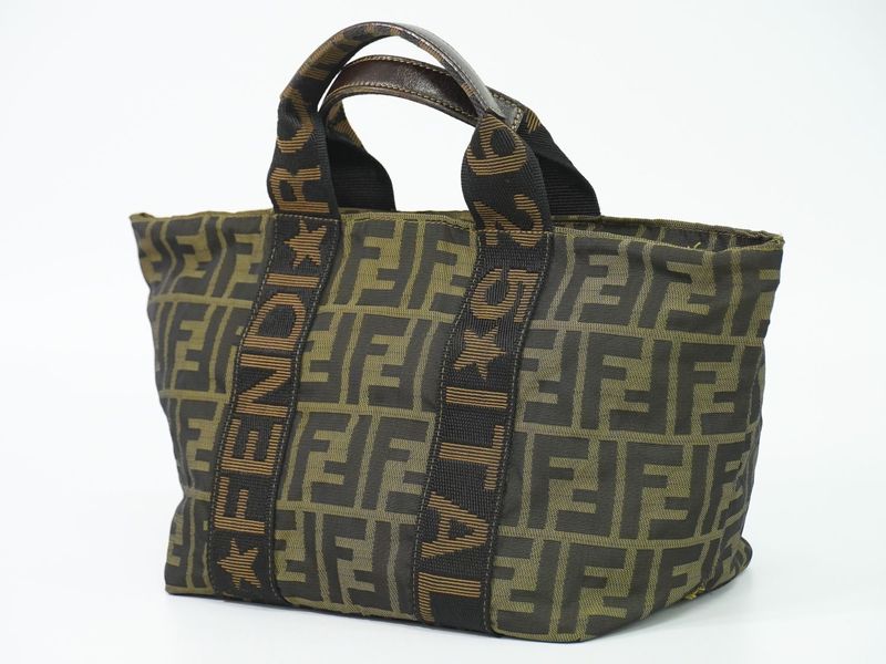 Authentic Fendi Zucca Tote Handbag Canvas Brown 26525 Zucca Bag Pre-owned
