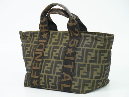Authentic Fendi Zucca Tote Handbag Canvas Brown 26525 Zucca Bag Pre-owned