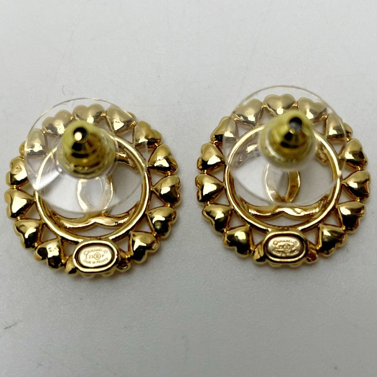 Chanel Round Heart Coco Mark Aba273 Gold Earrings Women's Accessories