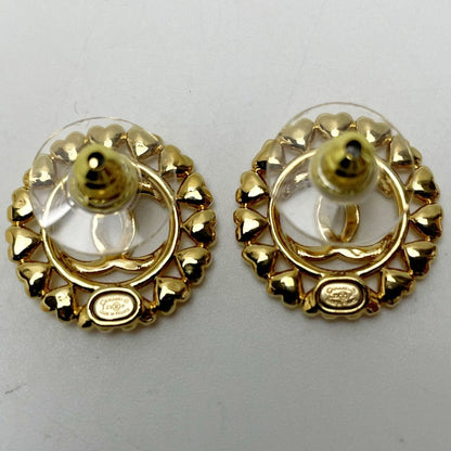 Chanel Round Heart Coco Mark Aba273 Gold Earrings Women's Accessories