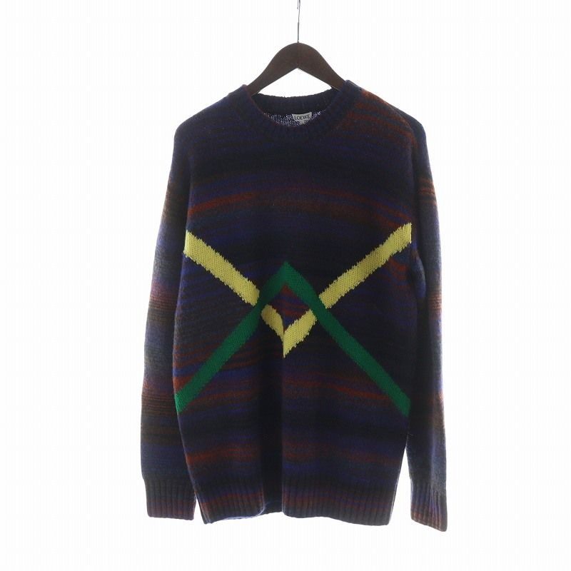 Loewe 24 AW Knit Sweater with Tag Long Sleeve Multi-Border Rubber Patch Logo