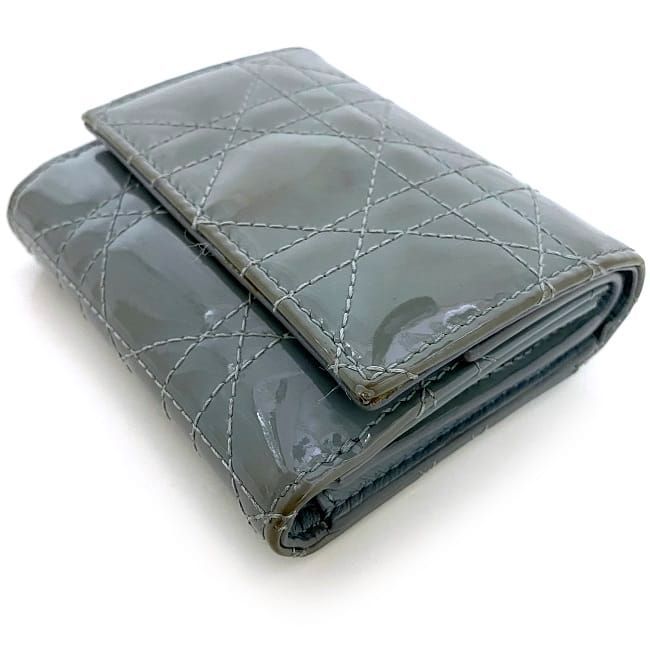 Christian Dior Trifold Wallet Gray Lady Dior Cannage
