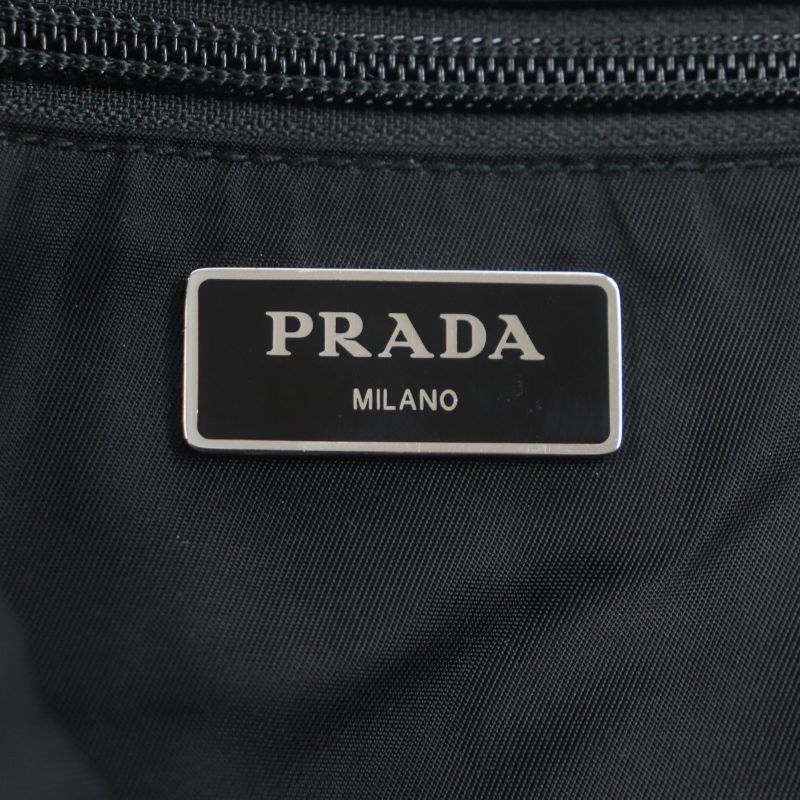 Prada 2vz062 Tessuto Nylon Triangle Logo Triangle Plate Backpack Black Silver