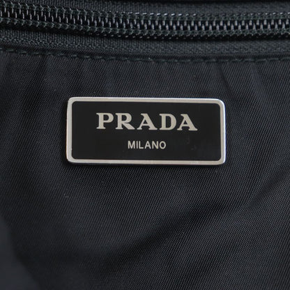 Prada 2vz062 Tessuto Nylon Triangle Logo Triangle Plate Backpack Black Silver
