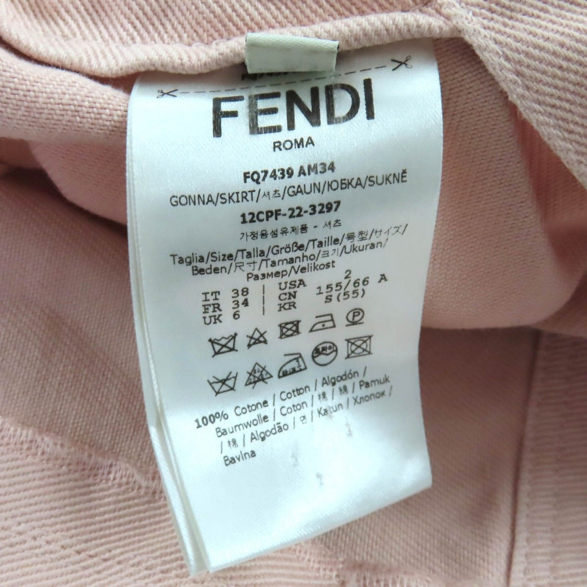 Fendi Baguette Anniversary Cotton Drill Denim Skirt Pink 38 — view 11