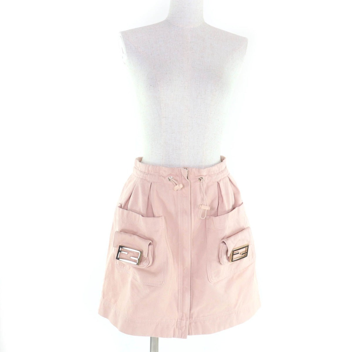 Fendi Baguette Anniversary Cotton Drill Denim Skirt Pink 38 — view 2