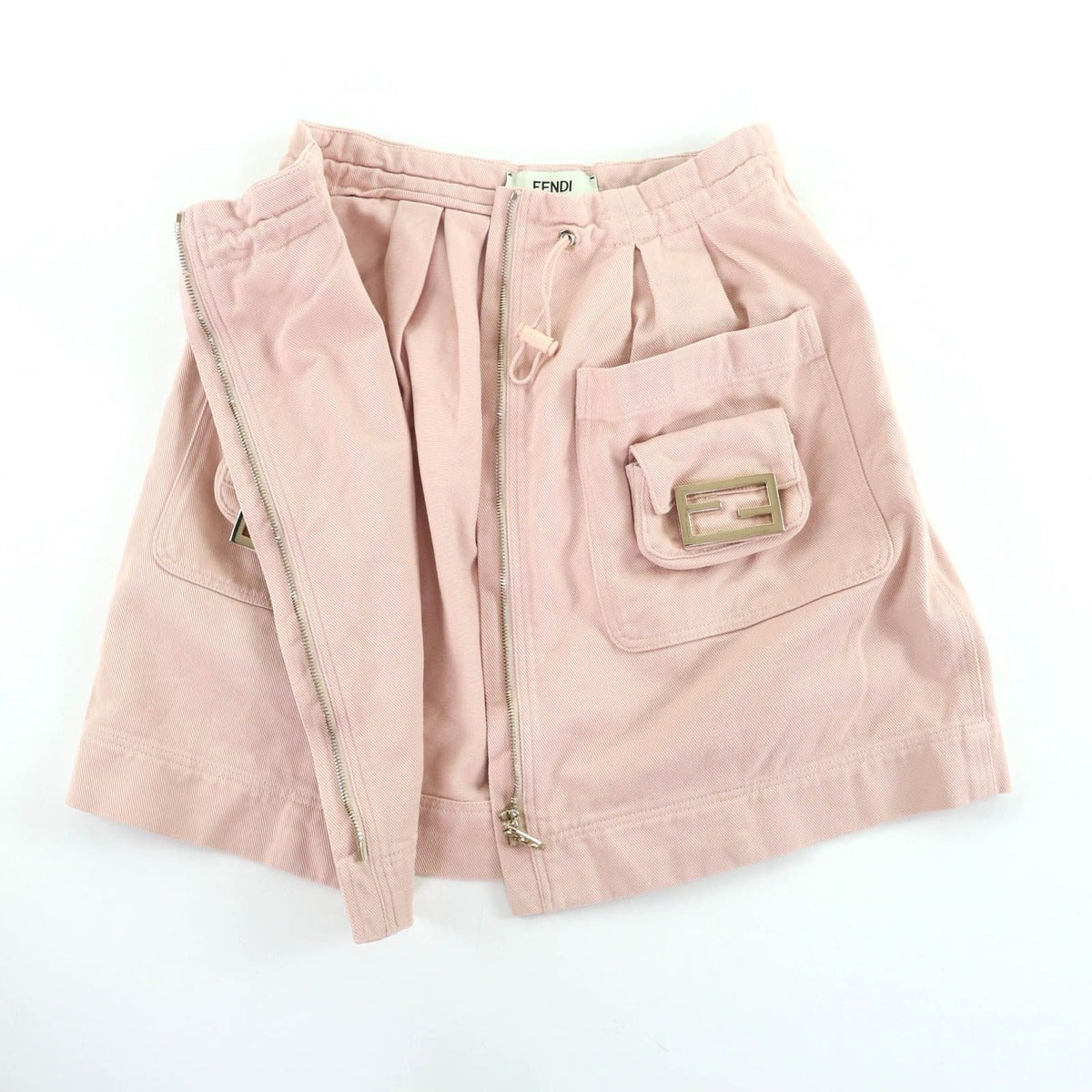 Fendi Baguette Anniversary Cotton Drill Denim Skirt Pink 38 — view 5