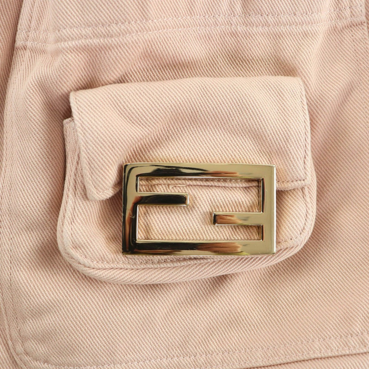 Fendi Baguette Anniversary Cotton Drill Denim Skirt Pink 38 — view 6