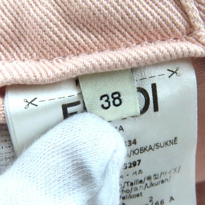 Fendi Baguette Anniversary Cotton Drill Denim Skirt Pink 38 — view 10