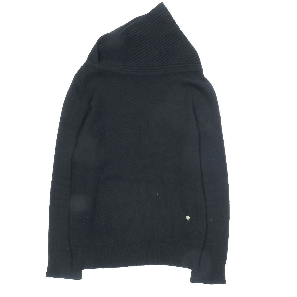 Hermes Cashmere 100% Knit Sweater Logo Charm Asymmetric High Neck Long Sleeve