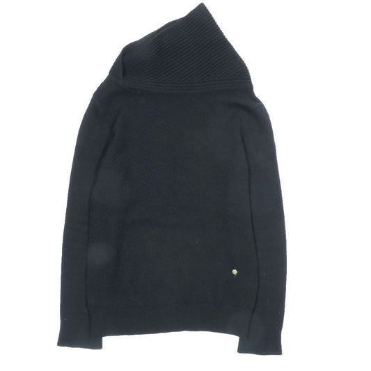 Hermes Cashmere 100% Knit Sweater Logo Charm Asymmetric High Neck Long Sleeve
