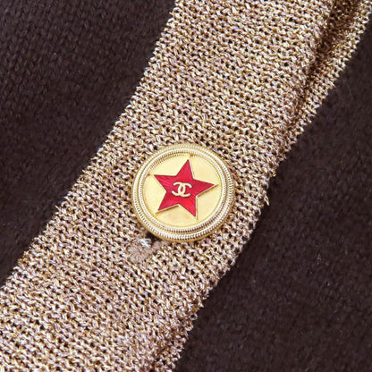 CHANEL 09A P36174 88% Cashmere Coco Mark Star Button Knit Cardigan Dark Brown
