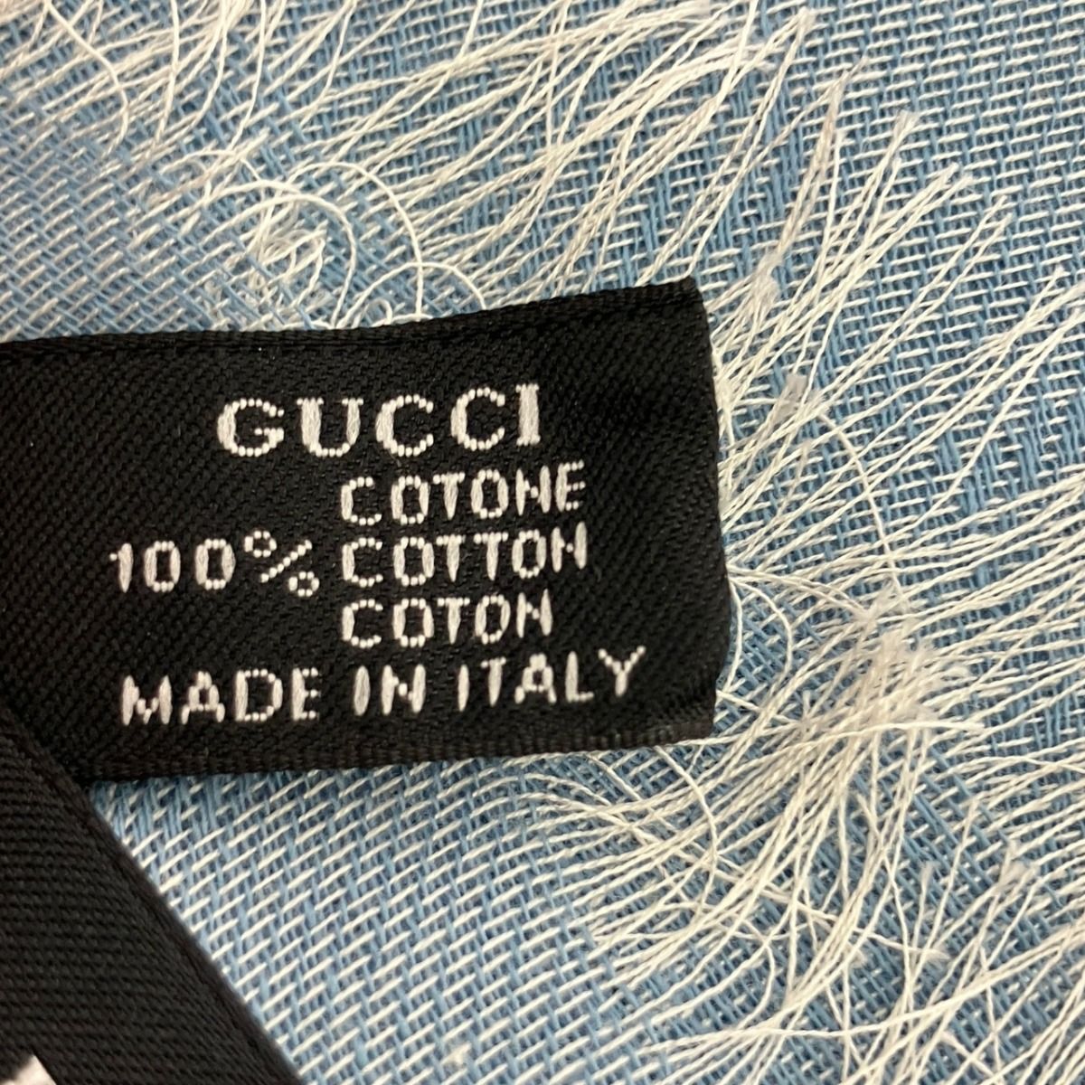 Gucci Striped Cotton Stole Sky Blue X White