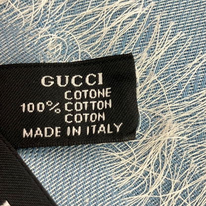 Gucci Striped Cotton Stole Sky Blue X White